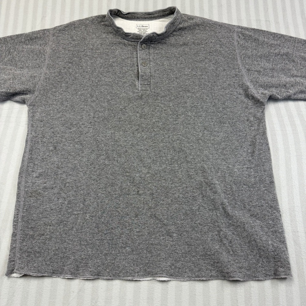 L.L. Bean Men's Two-Layer River Driver Henley Shirt Traditional Fit Gray XXL